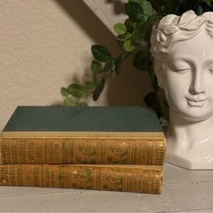 Vintage Antique Green and Gold Hardcover Books home decor